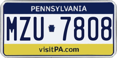 PA license plate MZU7808