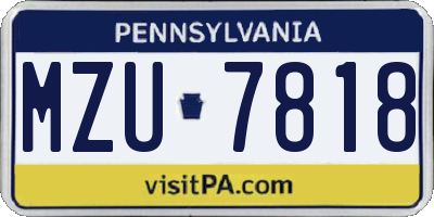 PA license plate MZU7818