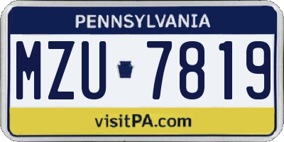 PA license plate MZU7819