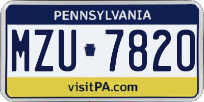 PA license plate MZU7820
