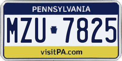 PA license plate MZU7825