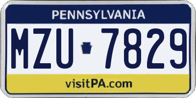 PA license plate MZU7829