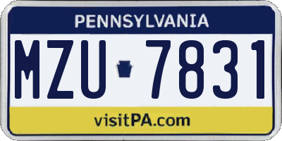 PA license plate MZU7831