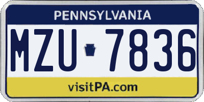 PA license plate MZU7836