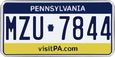 PA license plate MZU7844