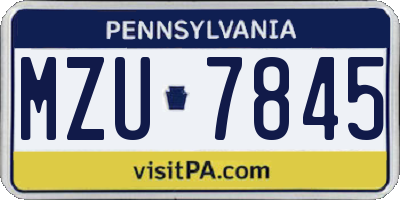 PA license plate MZU7845