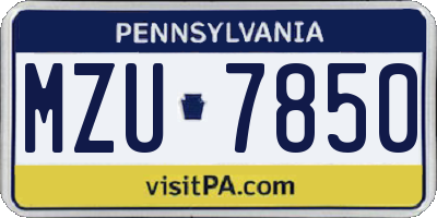 PA license plate MZU7850