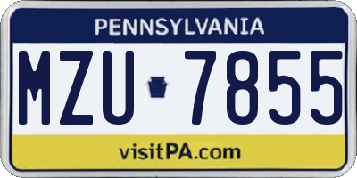 PA license plate MZU7855