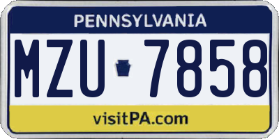 PA license plate MZU7858