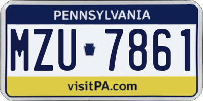 PA license plate MZU7861