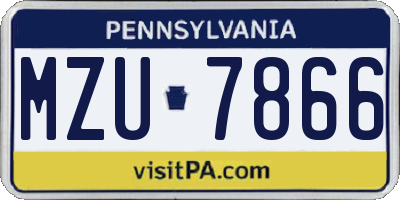 PA license plate MZU7866
