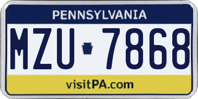 PA license plate MZU7868