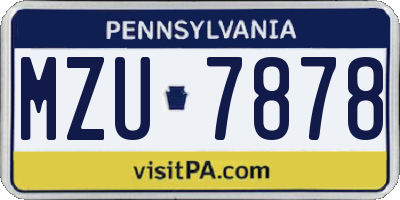 PA license plate MZU7878