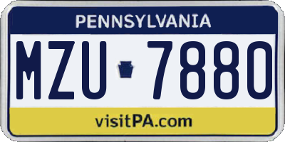 PA license plate MZU7880