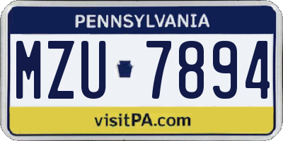 PA license plate MZU7894