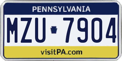 PA license plate MZU7904