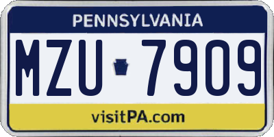 PA license plate MZU7909
