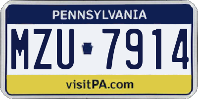 PA license plate MZU7914