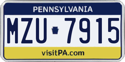 PA license plate MZU7915