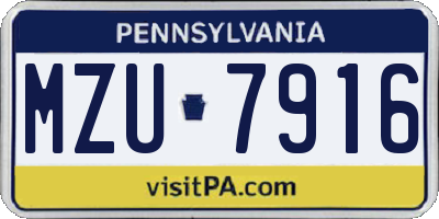 PA license plate MZU7916