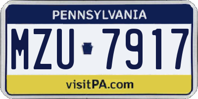 PA license plate MZU7917