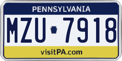 PA license plate MZU7918