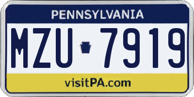 PA license plate MZU7919