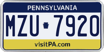 PA license plate MZU7920