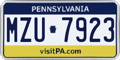 PA license plate MZU7923