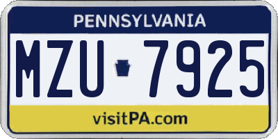PA license plate MZU7925