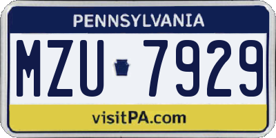PA license plate MZU7929