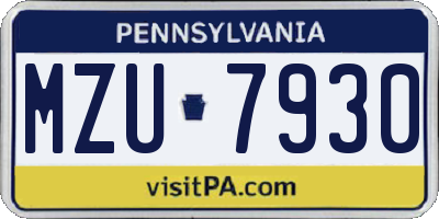 PA license plate MZU7930