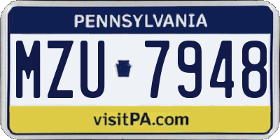 PA license plate MZU7948