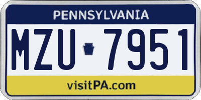 PA license plate MZU7951