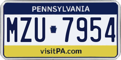 PA license plate MZU7954