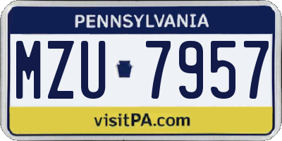 PA license plate MZU7957
