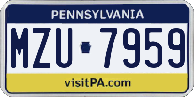 PA license plate MZU7959