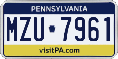 PA license plate MZU7961