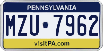 PA license plate MZU7962