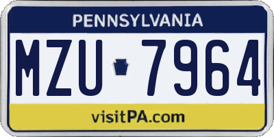 PA license plate MZU7964