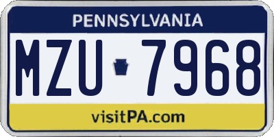 PA license plate MZU7968