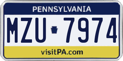 PA license plate MZU7974