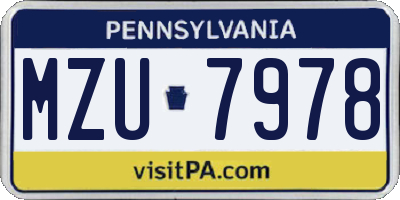 PA license plate MZU7978