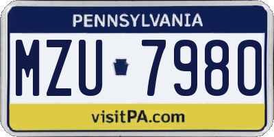 PA license plate MZU7980