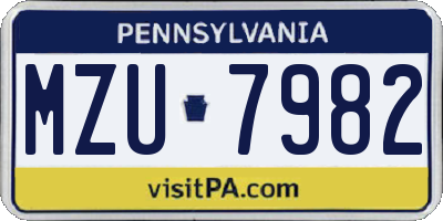 PA license plate MZU7982