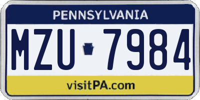 PA license plate MZU7984