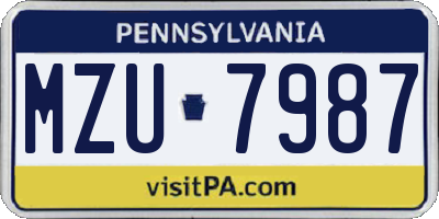 PA license plate MZU7987