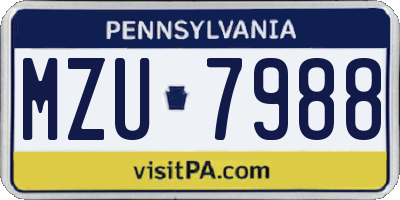PA license plate MZU7988