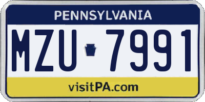 PA license plate MZU7991