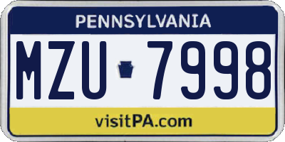 PA license plate MZU7998